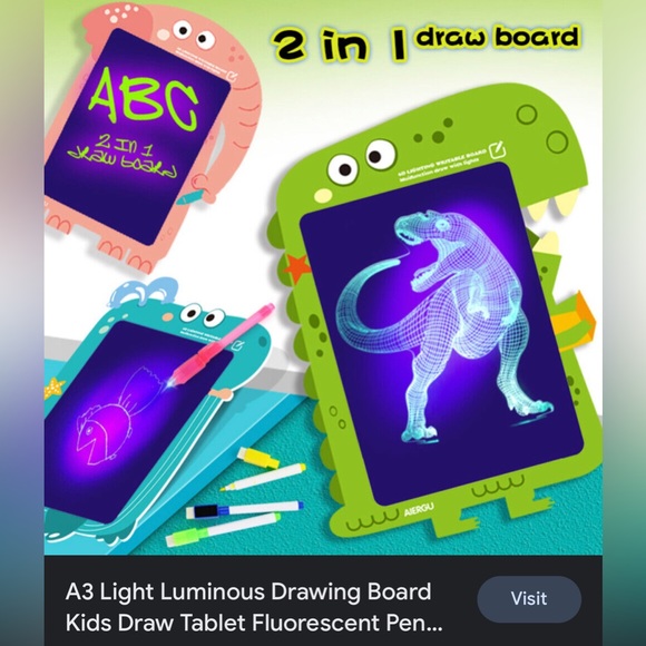 A3 Light Luminous Drawing Board Kids Draw Tablet Fluorescent Pen Educational Toy - Picture 3 of 6